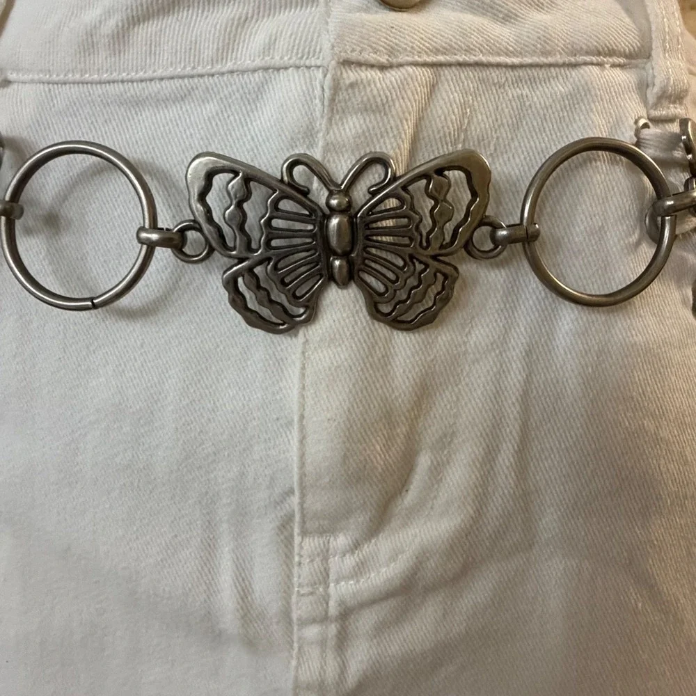 Butterfly Chain‎ O-Ring Belt Silver Tone Adjustable Y2K Fairycore OS Streetwear